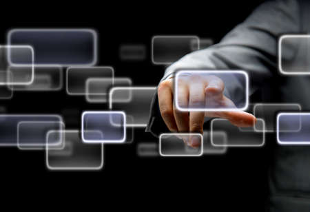 the hand on the flow of several button の写真素材