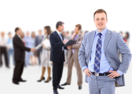 business man and his team isolated over a white background の写真素材