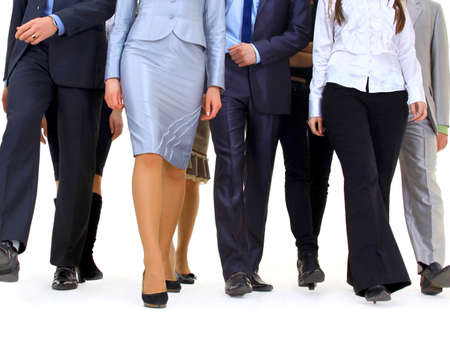 business people going isolated on white backgroundの写真素材