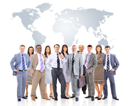 business people team with world map