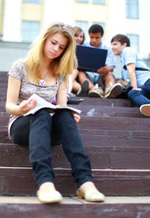 Portrait of a beautiful young female studenの写真素材