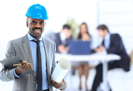 Young architect with drawings