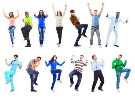 Happy funny people. Isolated over white backgroundの写真素材