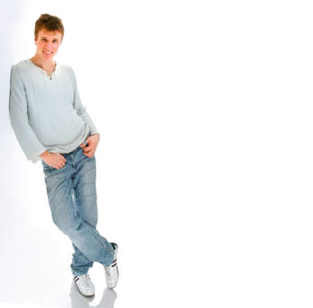 young man isolated on white backgroundの写真素材