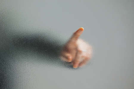 man with interface in futuristic interior の写真素材