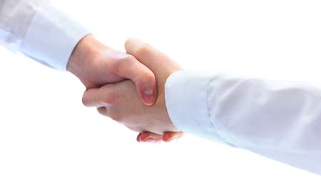 handshake isolated on white backgroundの写真素材