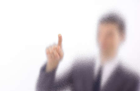 man with interface in futuristic interior 