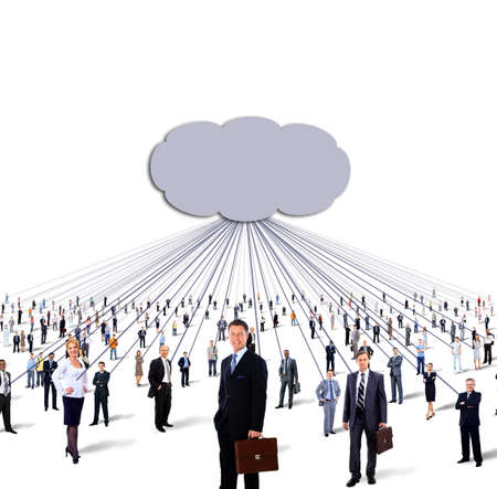 large group of business people and cloud computing and technology concept