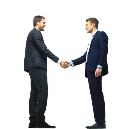 handshake isolated over white backgroundの写真素材