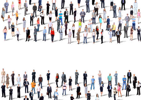 Two groups of business people. Isolated over white backgroundの写真素材