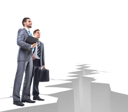 Business people overcome obstacles. isolated on whiteの写真素材