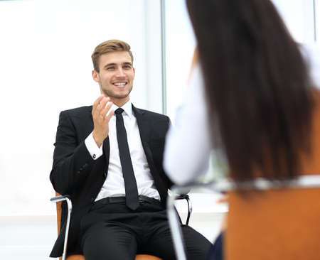 Image of business partners discussing ideas at meetingの写真素材