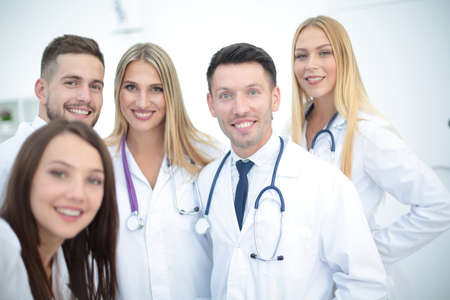 Smiling Team Of Doctors  At Hospital Making Selfieの写真素材