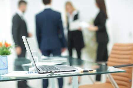 Business team working at the office using laptopの写真素材