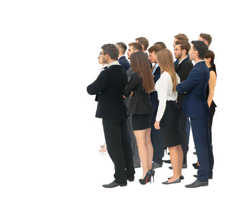 Profile of a business team in a single line against white backgroundの写真素材