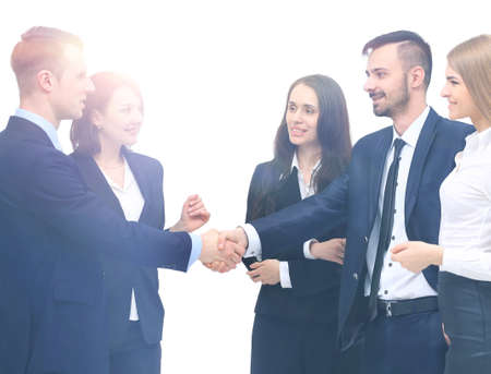Group of young smiling business people isolated white background.の写真素材
