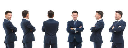 Successful business man on white backgroundの写真素材