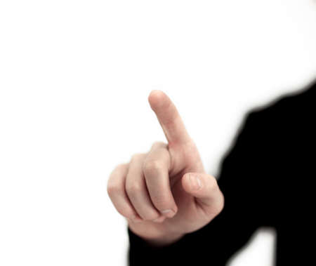 Close up businessman pressing a virtual button