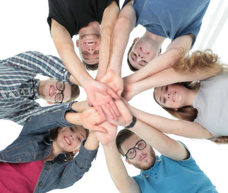 concept of team and reliability: a team of students standing in