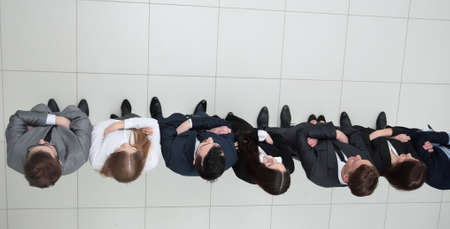 view from the top.business team standing in a row