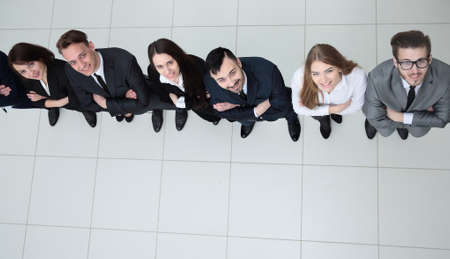 view from the top.business team looking upの写真素材