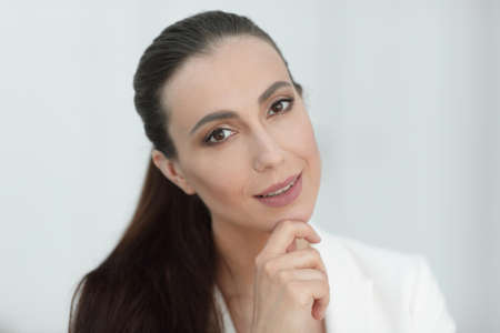 closeup portrait of a dreaming business woman