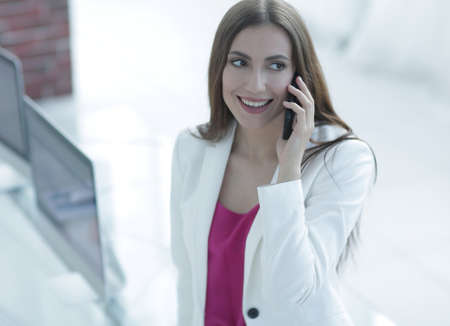 business lady talking on smartphoneの写真素材
