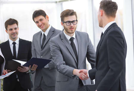 welcome and handshake of business partners on the briefingの写真素材