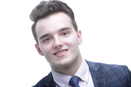 closeup of face of young employeeの写真素材