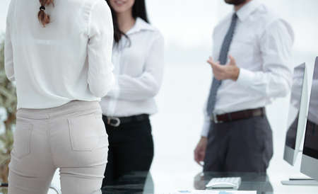 close-up of company employees in the office.の写真素材