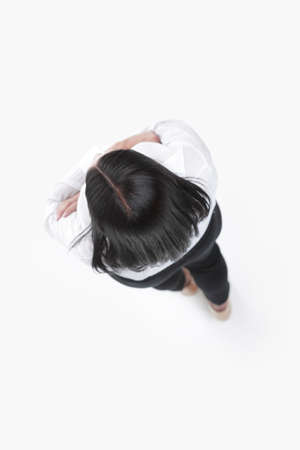 view from above. young business woman looking forwardの写真素材