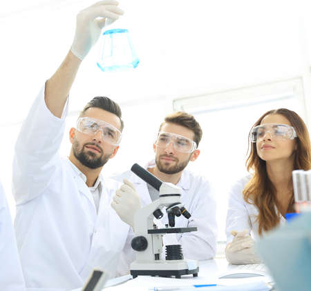 group of young workers are working in biochemistry lab,の写真素材