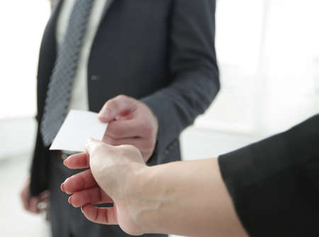 Exchange business card for first time meetの写真素材