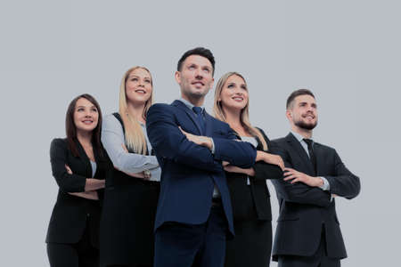 Team of successful and confident people posing on a white backgrの写真素材
