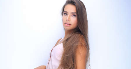 closeup. beautiful young womanの写真素材