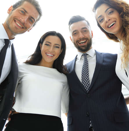 bottom view.group of successful business people.の写真素材