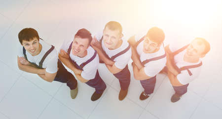 Group of professional industrial workers. top viewの写真素材