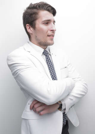 confident businessman in white shirtの写真素材