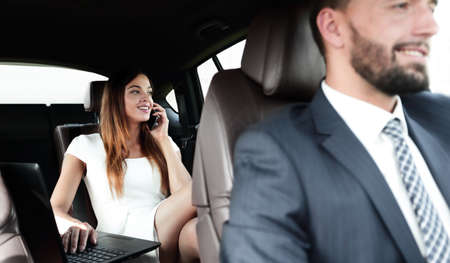 Business People Meeting Working Car Inside