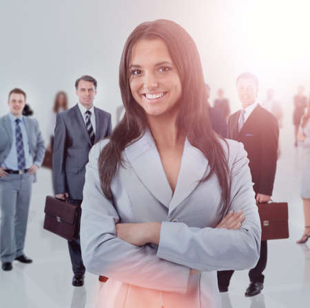 business woman and her team