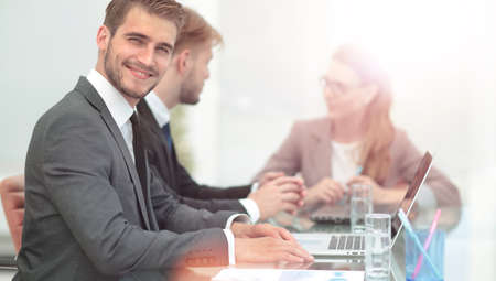 Successful business group working at the office