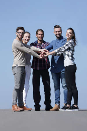 creative young people is clasped their hands together.の写真素材