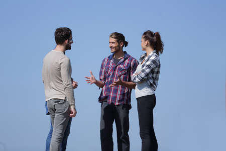 bottom view.team of friends looking at the camera.の写真素材