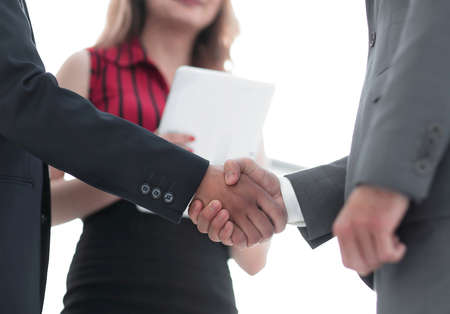 Businessmen handshaking after good deal. Business conceptの写真素材