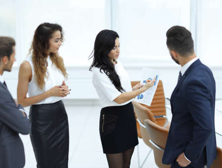 business team discussing a financial chartの写真素材