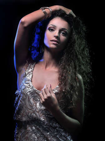 Fashion model with wavy hairstyle