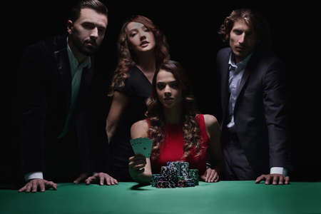 People playing poker in the casino, gamblingの写真素材