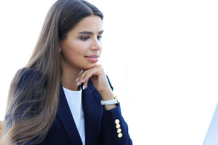 young business woman working on laptopの写真素材