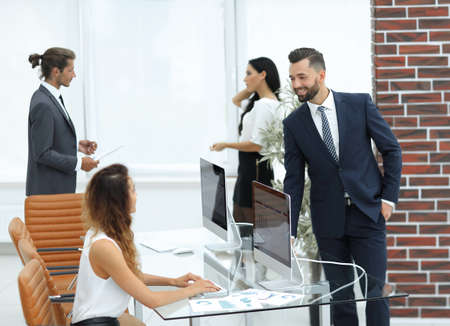 employees in the workplace in the office.