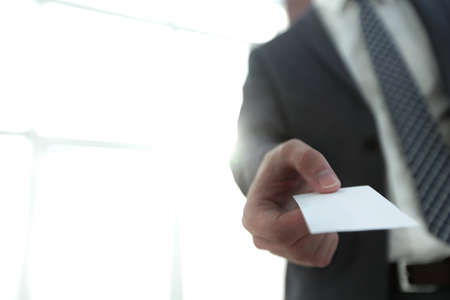 Successful businessman executive exchanging business card. Business conceptの写真素材